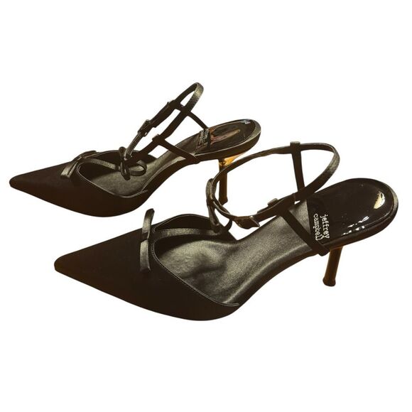 Jeffrey Campbell Playhouse Pointed Toe Satin Black Pumps Size 9M - Picture 2 of 7